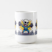 Mug “Cute Cartoon Skeleton Weightlifter • Funny Gym Ba (Centre)