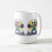 Mug “Cute Cartoon Skeleton Weightlifter • Funny Gym Ba (Devant droit)