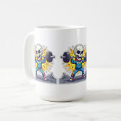 Mug “Cute Cartoon Skeleton Weightlifter • Funny Gym Ba (Devant gauche)