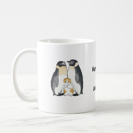 Mug Cute Cat and Penguin, Pour Amoureux des chats (Gauche)
