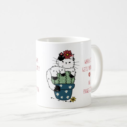 Mug Cute Cat Cactus Positif Dire Pun (Devant droit)