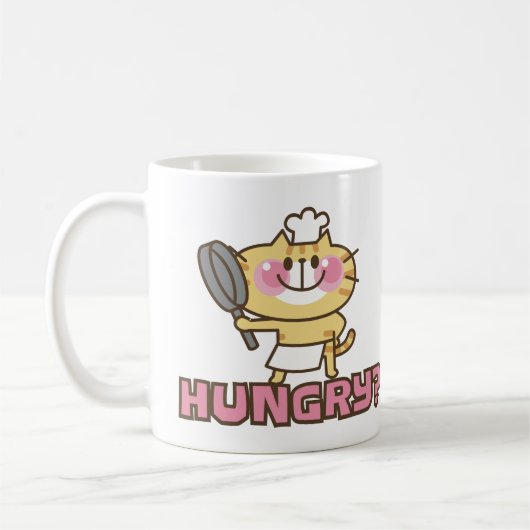 Mug Cute Cat Caricature Chef Pink Funny Kids Party (Gauche)