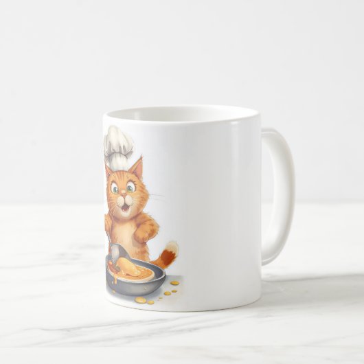 Mug Cute Cat Chef Making Pancakes  (Devant droit)