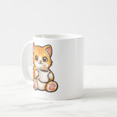 Mug Cute Cat Coffee – Cozy Orange Cat Drinking Coffee  (Devant gauche)