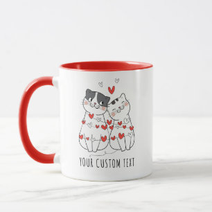 Mug Cute Cat Couple Personnalisé Saint Valentin