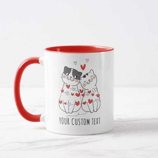 Mug Cute Cat Couple Personnalisé Saint Valentin (Gauche)