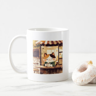 Mug Cute Cat dégustant du café au Cosy Café