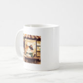 Mug Cute Cat dégustant du café au Cosy Café (Devant gauche)