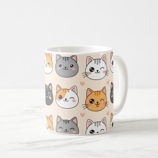 Mug Cute Cat Faces Kawaii Cat Pattern (Devant droit)