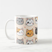 Mug Cute Cat Faces Kawaii Cat Pattern (Gauche)