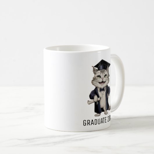 Mug Cute Cat Graduation Personalized (Devant droit)