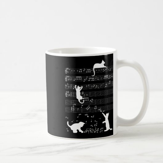 Mug Cute Cat Kitty Playing Music Note Clef (Droite)