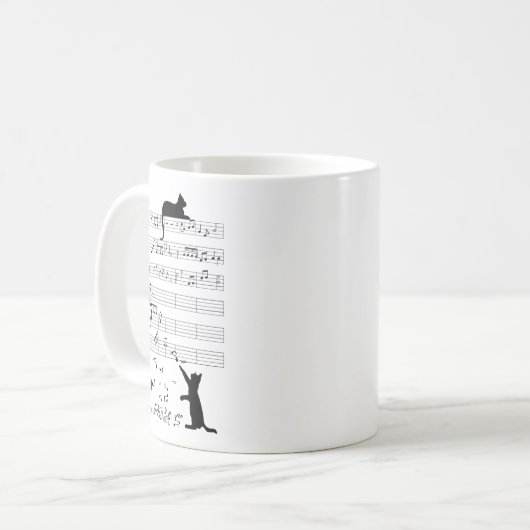 Mug Cute Cat Kitty Playing Music Note Clef (Devant gauche)