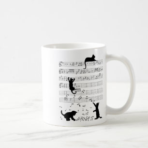 Mug Cute Cat Kitty Playing Music Note Clef