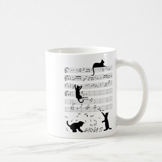 Mug Cute Cat Kitty Playing Music Note Clef (Droite)