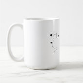 Mug Cute cat line drawing, with three hearts (Gauche)