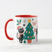 Mug Cute Cats Modern Merry Christmas Gifts Tree Bauble (Gauche)