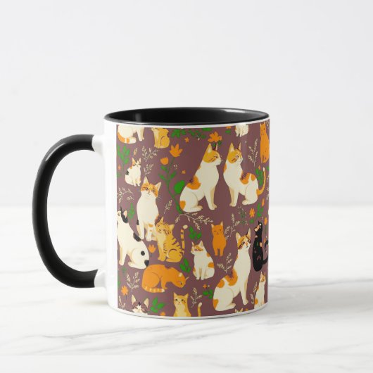 Mug Cute Cats sur un café Arrière - plan Brown (Gauche)