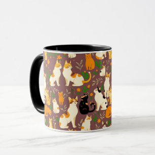Mug Cute Cats sur un café Arrière - plan Brown