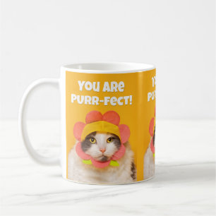 Mug Cute Chat dans l'Humour Casquette de fleurs