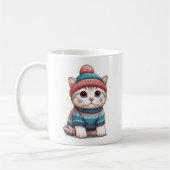 Mug Cute Chat en pull et beanie (Gauche)