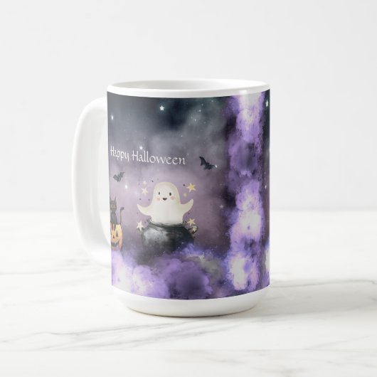 Mug Cute chat et Fantôme Halloween (Devant gauche)