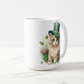 MUG CUTE CHAT FLUFFY HABILLÉ POUR JOUR DE LA SAINT PAT (Devant droit)