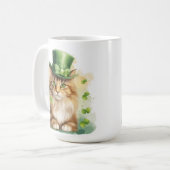 MUG CUTE CHAT FLUFFY HABILLÉ POUR JOUR DE LA SAINT PAT (Devant gauche)