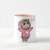 Mug Cute Chat M'embrasse Sweatshirt Rose Coeur (Centre)