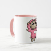 Mug Cute Chat M'embrasse Sweatshirt Rose Coeur (Devant gauche)