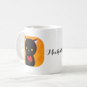 Mug Cute Chat noir avec Fleurs Amoureux des chats Nom  (Devant gauche)