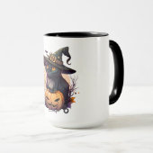 Mug Cute chat noir et Jack-o-lanterne (Devant droit)