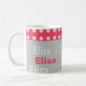 Mug Cute Chat Noir Pois Rose Ajouter Votre Nom (Gauche)