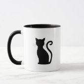 Mug Cute Chat Noir Silhouette Fun Noir et Blanc (Gauche)