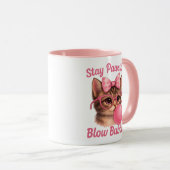 Mug Cute Chat - Restez Pawsitive Blow Bubbles - (Devant droit)