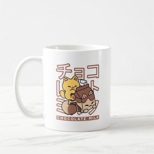 Mug Cute Chat Riding Chocolat Lait Carton Kawaii Art (Gauche)
