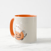 Mug Cute Chat Sur Une Illustration D'Halloween Citroui (Devant gauche)