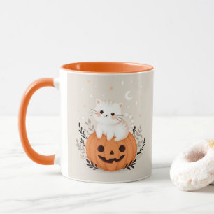 Mug Cute Chat Sur Une Illustration D'Halloween Citroui
