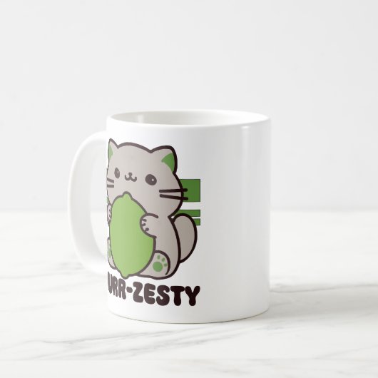 Mug Cute Chat tenant Pun de chaux (Devant gauche)