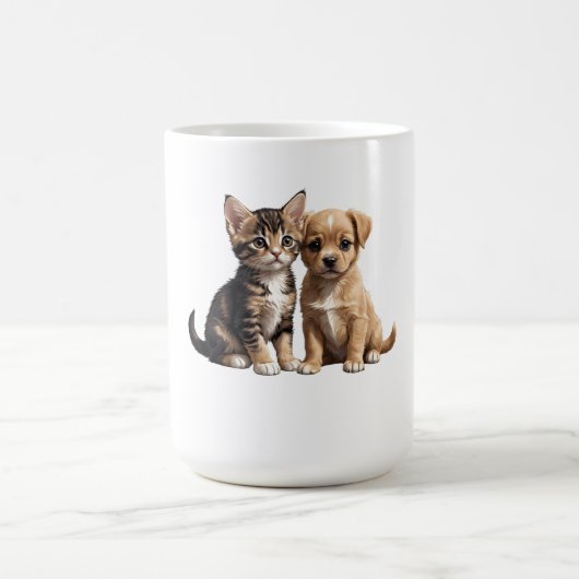 Mug Cute chaton et chiot (Centre)