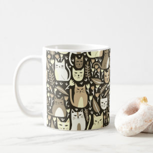 Mug Cute Chats Fun Floral Kitten Neutral Motif