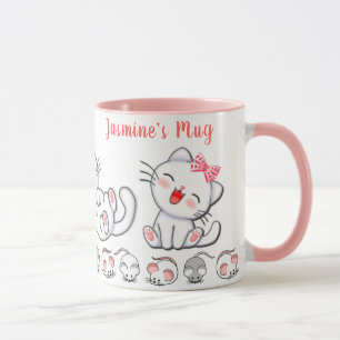 Mug Cute chatte personnalisée et souris enfants