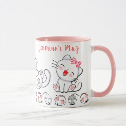 Mug Cute chatte personnalisée et souris enfants (Droite)