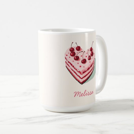Mug Cute Cherry Heart Nom du gâteau Saint-Valentin (Devant droit)