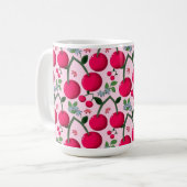Mug Cute Cherry  Pattern, Glossy Kawaii Fruit (Devant gauche)