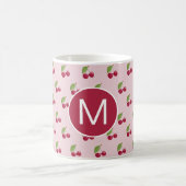 Mug Cute Cherry Pattern Personalised Monogram (Centre)