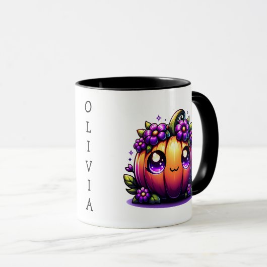 Mug Cute Chibi Happy Halloween Citrouille Personnalisé (Devant droit)