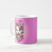 Mug Cute Chic Kitten Shabby aux roses roses roses (Devant gauche)