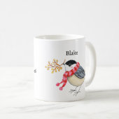 Mug Cute Chickadee with Scarf Bringing Gift Custom (Devant droit)