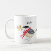 Mug Cute Chickadee with Scarf Bringing Gift Custom (Gauche)